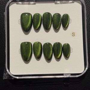 Green Glitter Press-On Nails